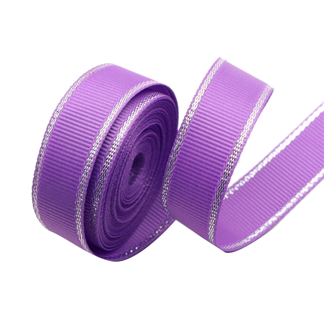 5/8" 16mm SILVER GROSGRAIN silver ribbon 5/8" 463 purple,5yard