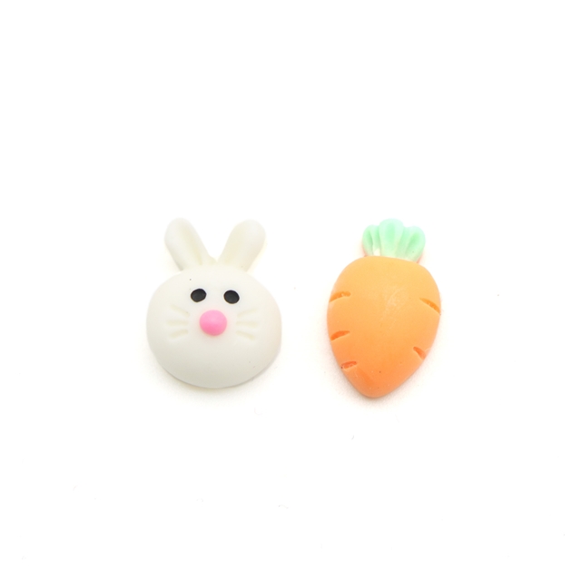 resin cartoon animals combination series 3d resin accessories set（2pcs/pack） white rabbit+carrot