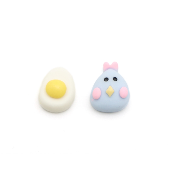 resin cartoon animals combination series 3d resin accessories set（2pcs/pack） chicken+egg