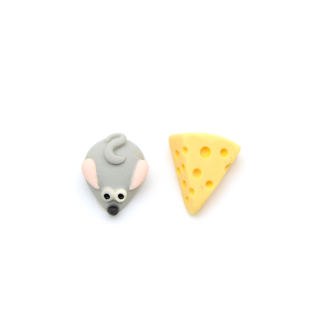 resin cartoon animals combination series 3d resin accessories set（2pcs/pack） mouse and cheese 