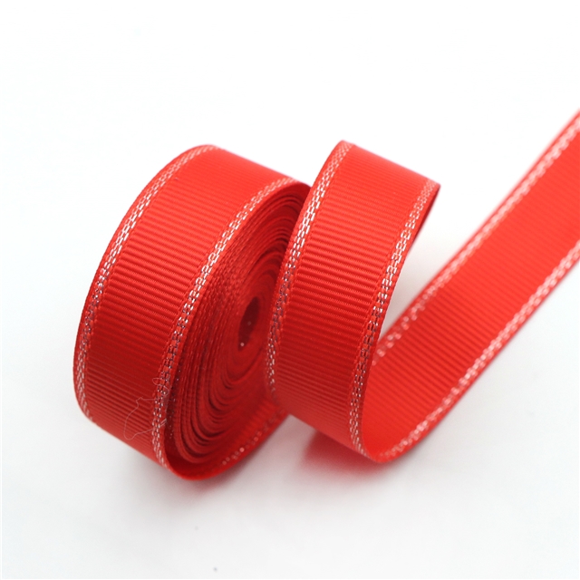 5/8" 16mm SILVER GROSGRAIN silver ribbon 5/8" 235 poppy red,5yard