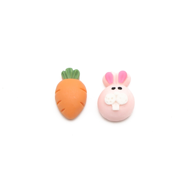 resin cartoon animals combination series 3d resin accessories set（2pcs/pack） rabbit+carrot