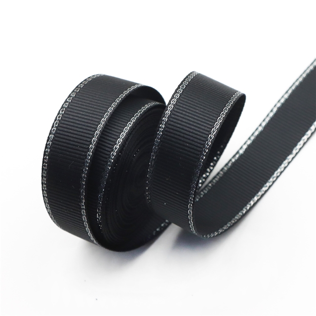 5/8" 16mm SILVER GROSGRAIN silver ribbon 5/8" 030 black,5yard