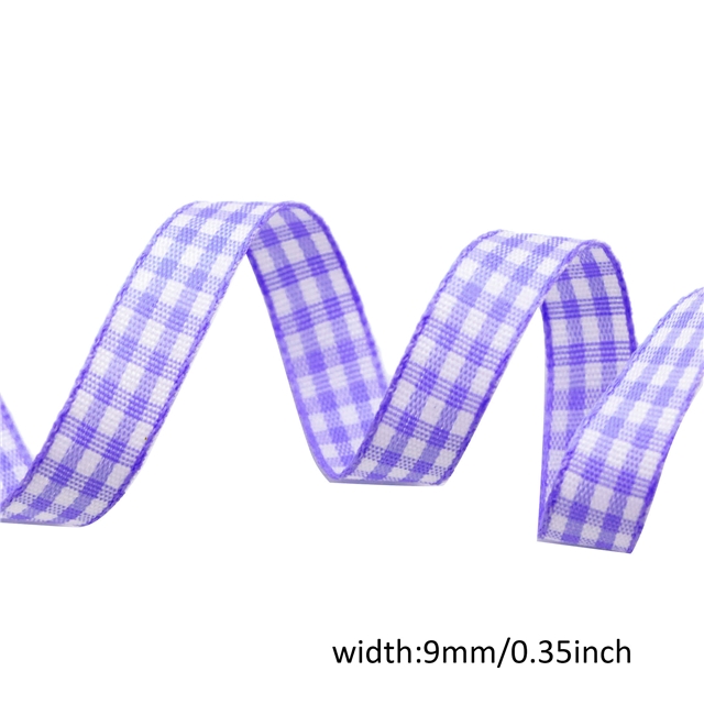 polyester plain colour lattice bowknot gift wrapping ribbon light purple,9mm(3/8