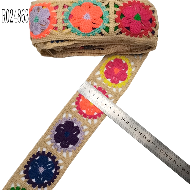 polyester filament imitation hand hook embroidery jacquard ribbon