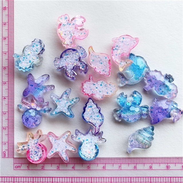 resin transparent cut gradient color ocean series 3d resin accessories
