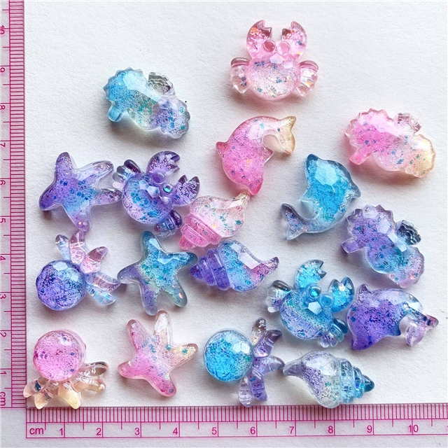 resin transparent cut gradient color ocean series 3d resin accessories