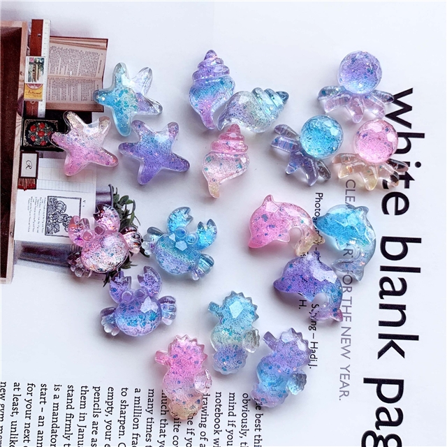 resin transparent cut gradient color ocean series 3d resin accessories