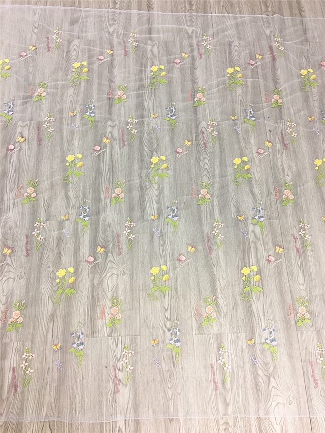 100% polyester flower embroidery mesh fabric