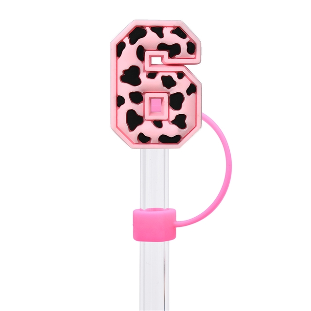 silicone cow pattern numbers and english letters series straw cap (without straw)
