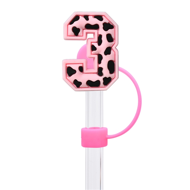 silicone cow pattern numbers and english letters series straw cap (without straw)