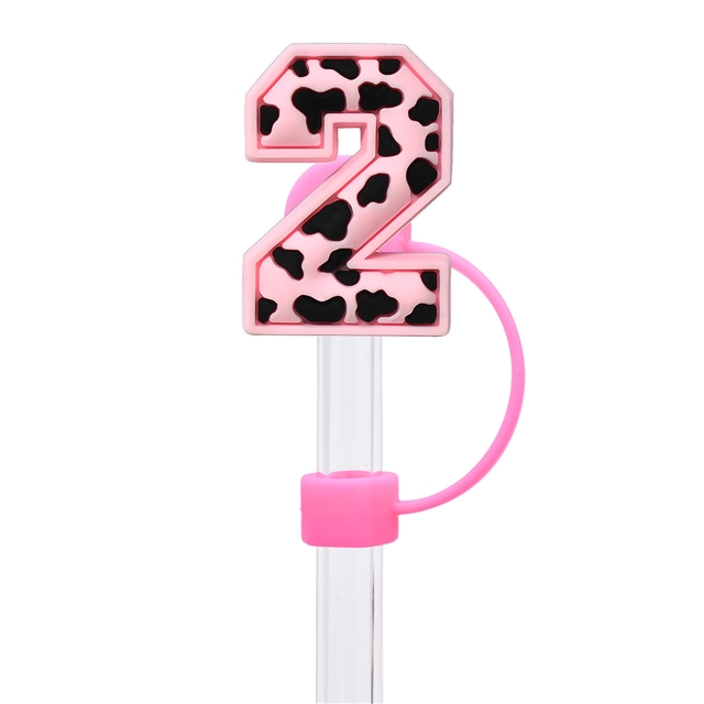 silicone cow pattern numbers and english letters series straw cap (without straw)