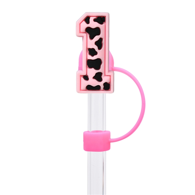 silicone cow pattern numbers and english letters series straw cap (without straw)