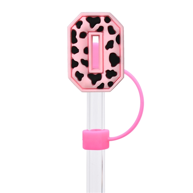 silicone cow pattern numbers and english letters series straw cap (without straw)