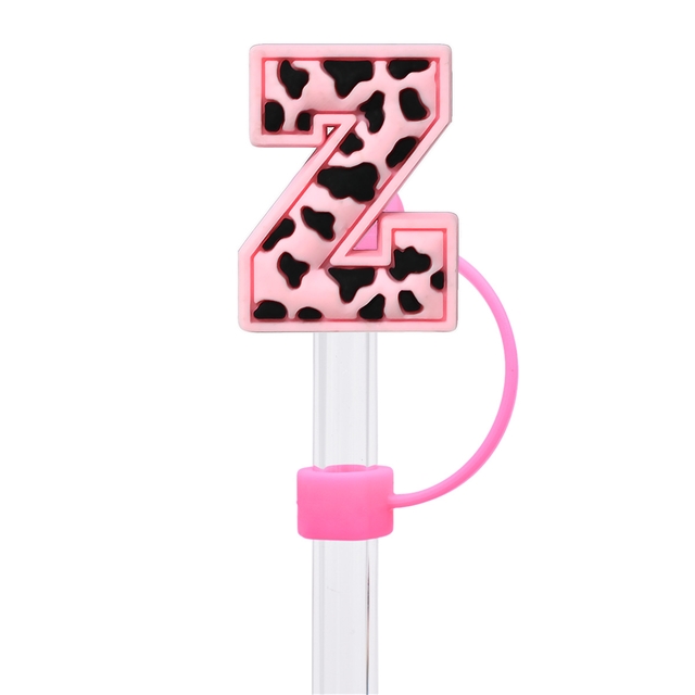 silicone cow pattern numbers and english letters series straw cap (without straw)