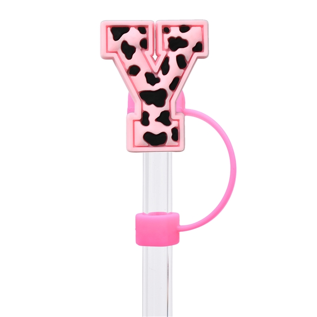 silicone cow pattern numbers and english letters series straw cap (without straw)