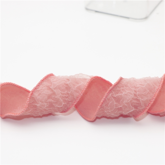 polyester plain edged lace fold ribbon