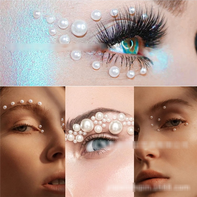 plastic/resin boxabs flat bottom half round pearl nail accessories