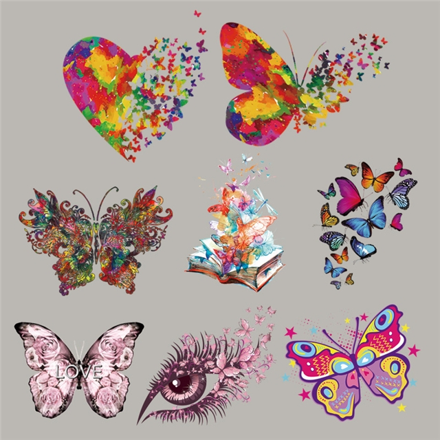 flower butterfly series Iron on stickers