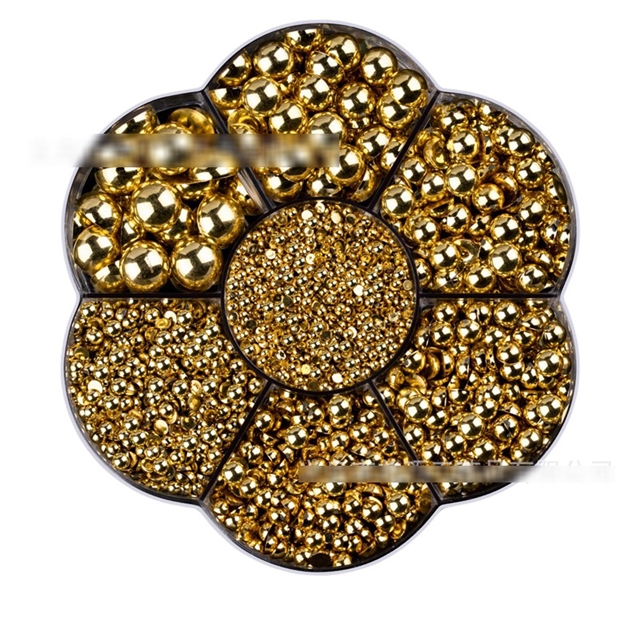 plastic/resin boxabs flat bottom half round pearl nail accessories