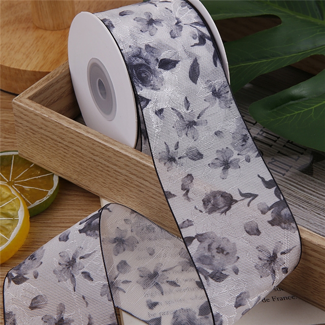 chinese style small floral chiffon ribbon