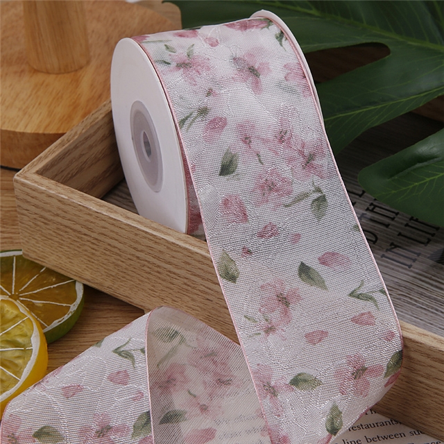 chinese style small floral chiffon ribbon