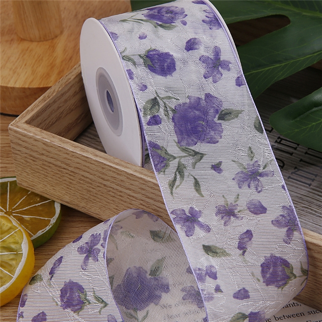 chinese style small floral chiffon ribbon