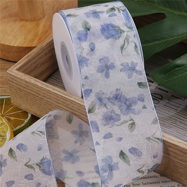 chinese style small floral chiffon ribbon