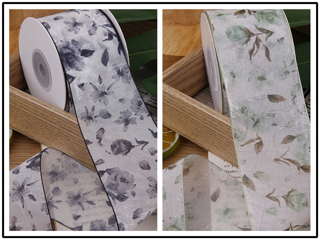 chinese style small floral chiffon ribbon