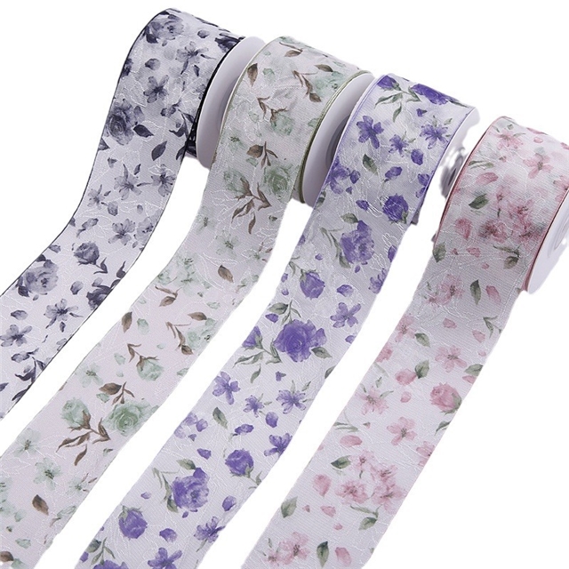 chinese style small floral chiffon ribbon