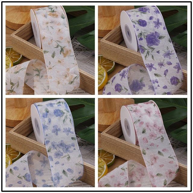 chinese style small floral chiffon ribbon