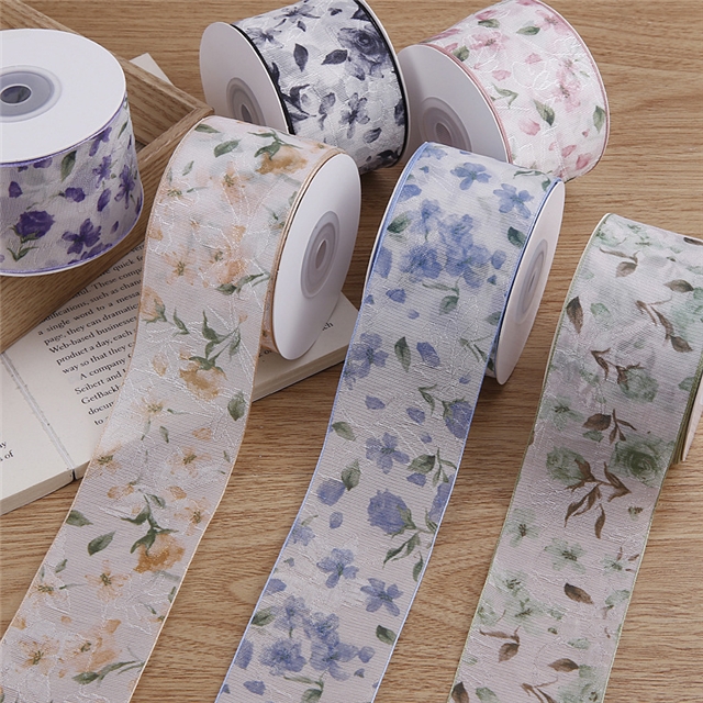 chinese style small floral chiffon ribbon