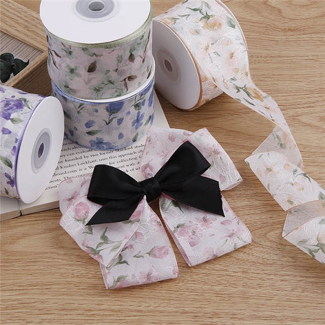 chinese style small floral chiffon ribbon
