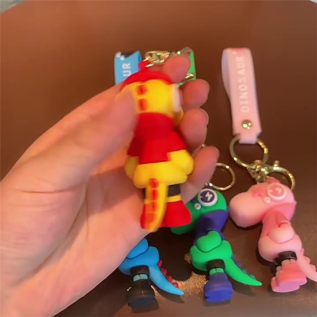 silicone cartoon lightning music dinosaur 3d silica keychain 