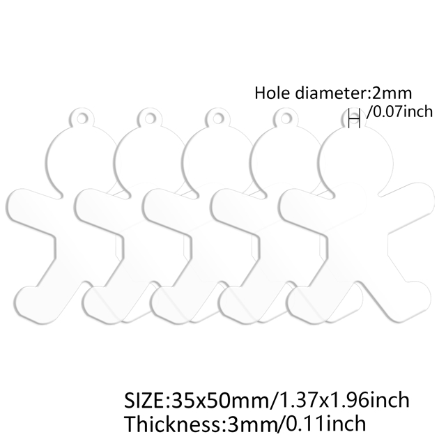 acrylic geometric transparent acrylic diy pendant gingerbread man,35*50mm(1.4*2