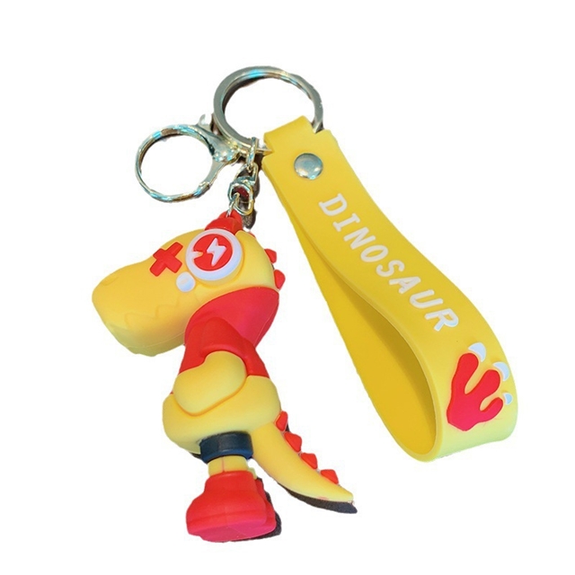 silicone cartoon lightning music dinosaur 3d silica keychain 