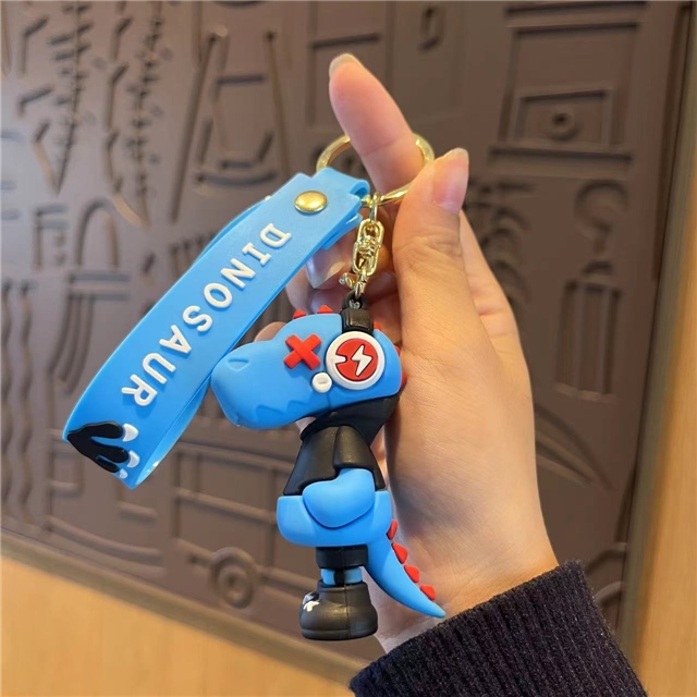 silicone cartoon lightning music dinosaur 3d silica keychain 