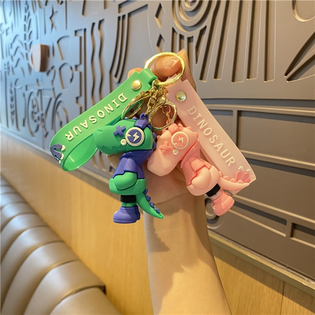 silicone cartoon lightning music dinosaur 3d silica keychain 