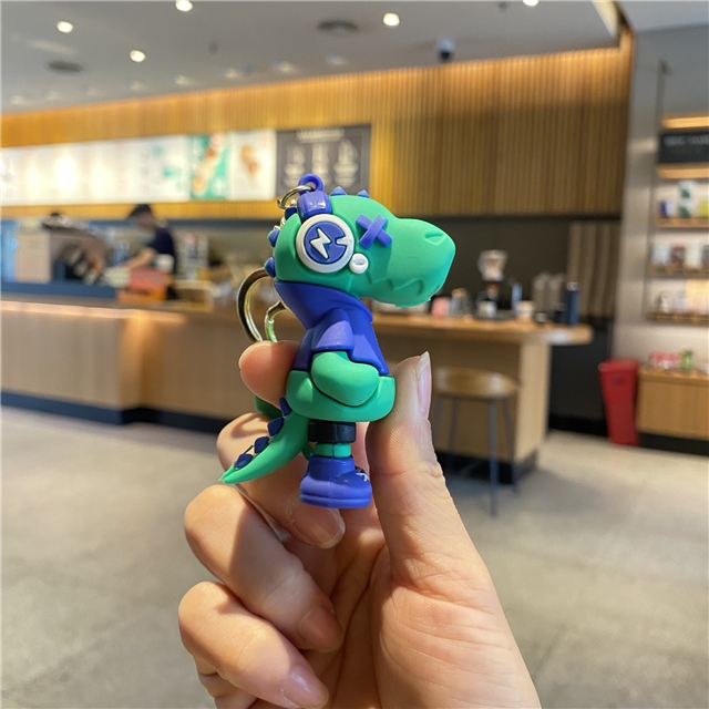 silicone cartoon lightning music dinosaur 3d silica keychain 