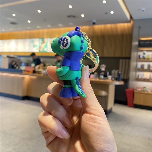 silicone cartoon lightning music dinosaur 3d silica keychain 