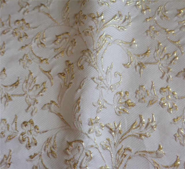 10% metal wire 30% nylon 60% polyester relief flower jacquard fabric