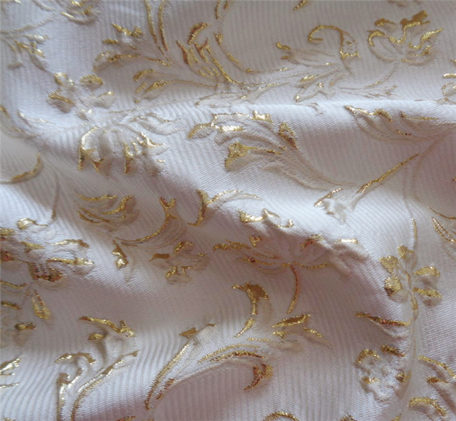 10% metal wire 30% nylon 60% polyester relief flower jacquard fabric