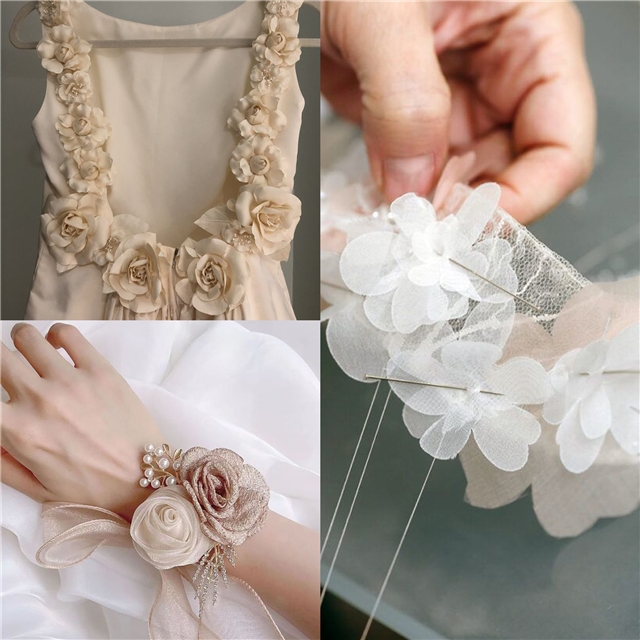 about:55*55m mesh double layer lace headmade flower