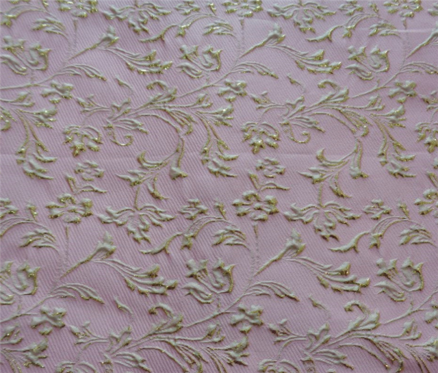 10% metal wire 30% nylon 60% polyester relief flower jacquard fabric