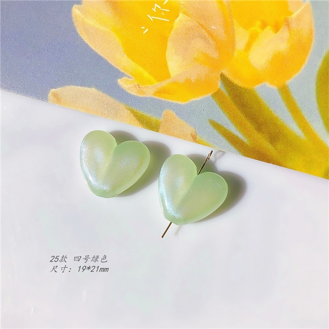 acrylic Translucent pigmented luminous dusting acrylic love heart beads