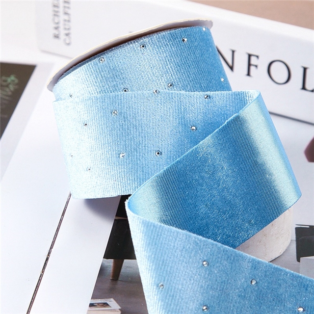 polyester velvet rhinestone ribbon