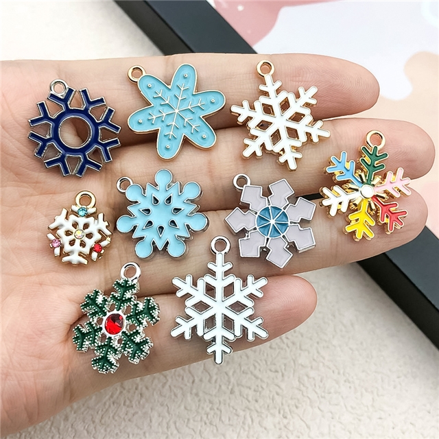 alloy christmas snowflake oil drop alloy pendant
