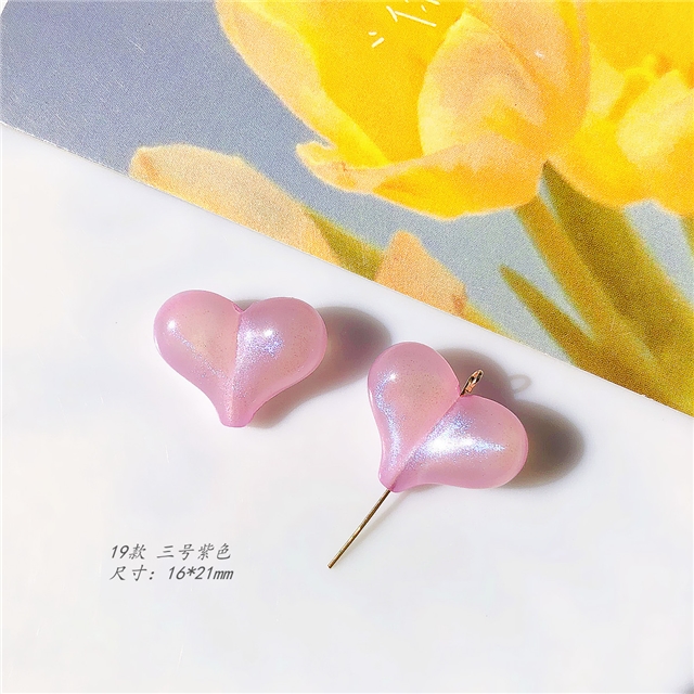 acrylic Translucent pigmented luminous dusting acrylic love heart beads
