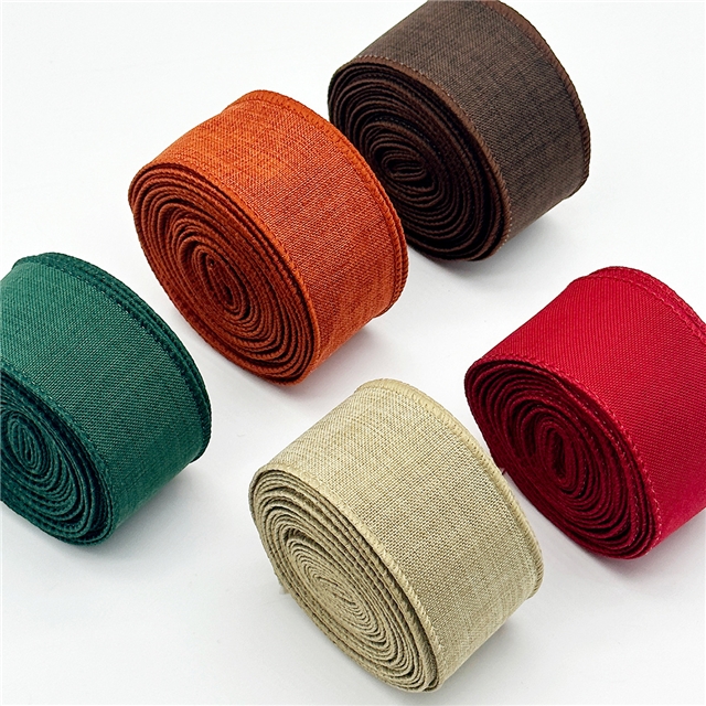imitation hemp plain linen wired ribbon
