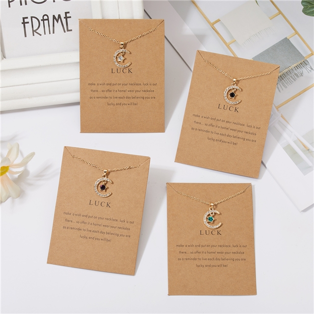 alloy diamond moon star necklace (with cardboard）